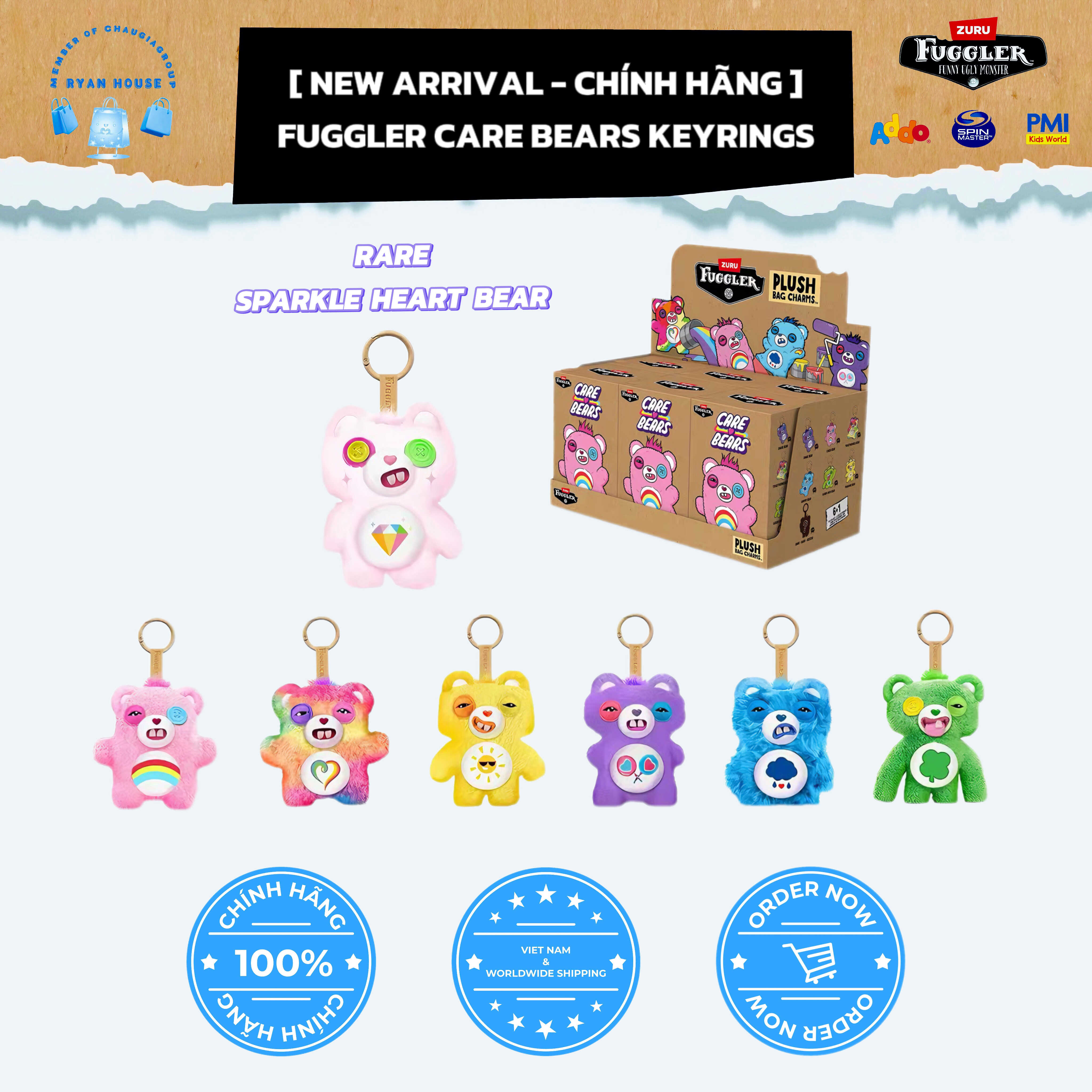 NEW ARRIVALS - FUGGLER CARE BEARS KEYRINGS