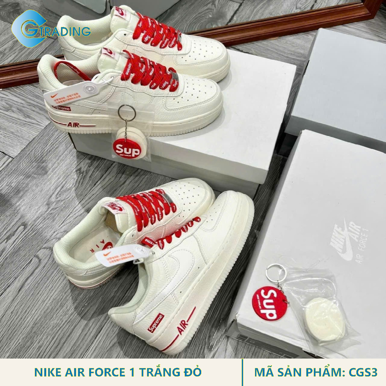 NIKE AIR FORCE 1 TRẮNG ĐỎ