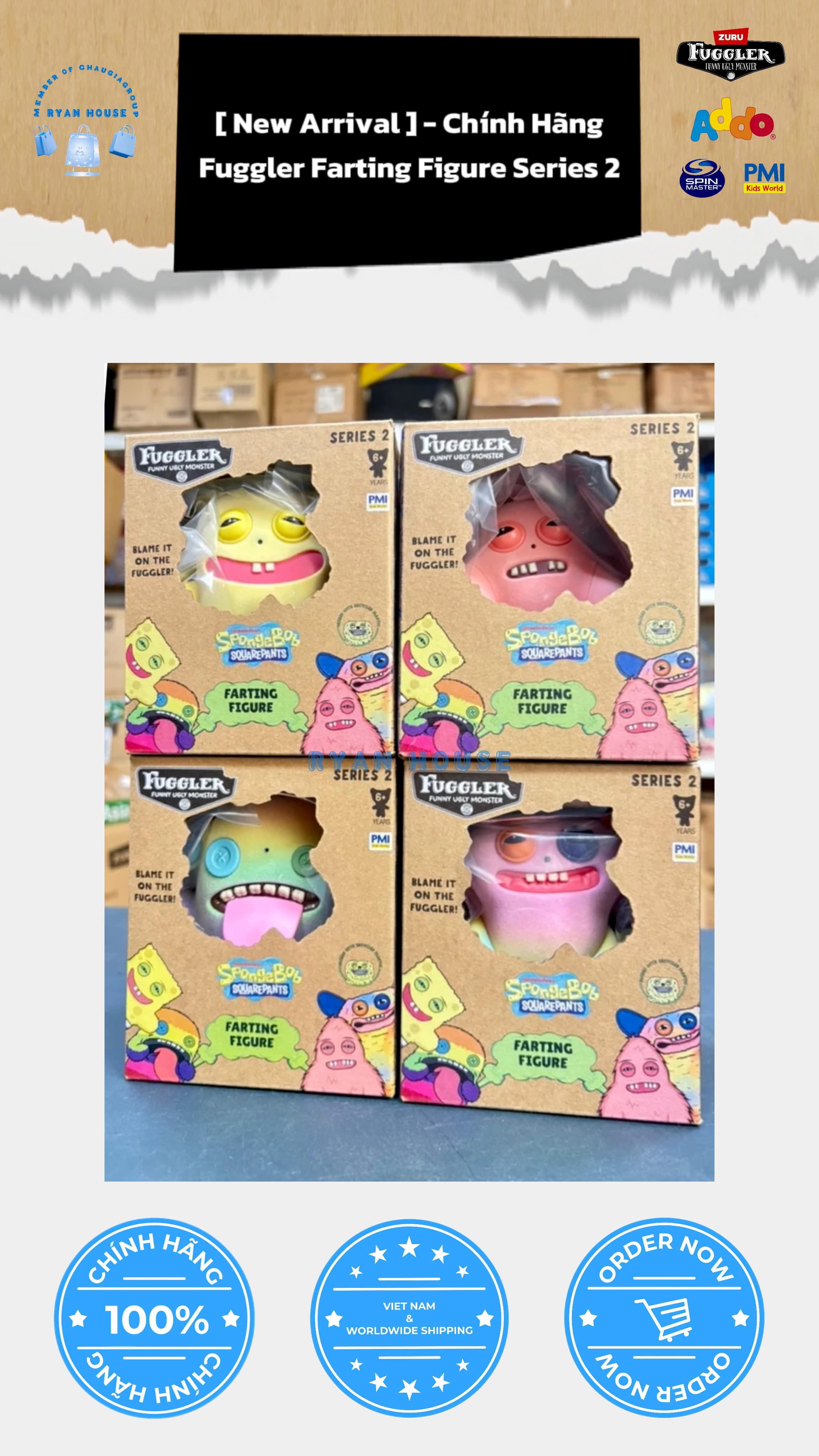 NEW ARRIVAL - LIMITED FUGGLER SPONGEBOB FARTING FIGURE SERIES 2 🔥