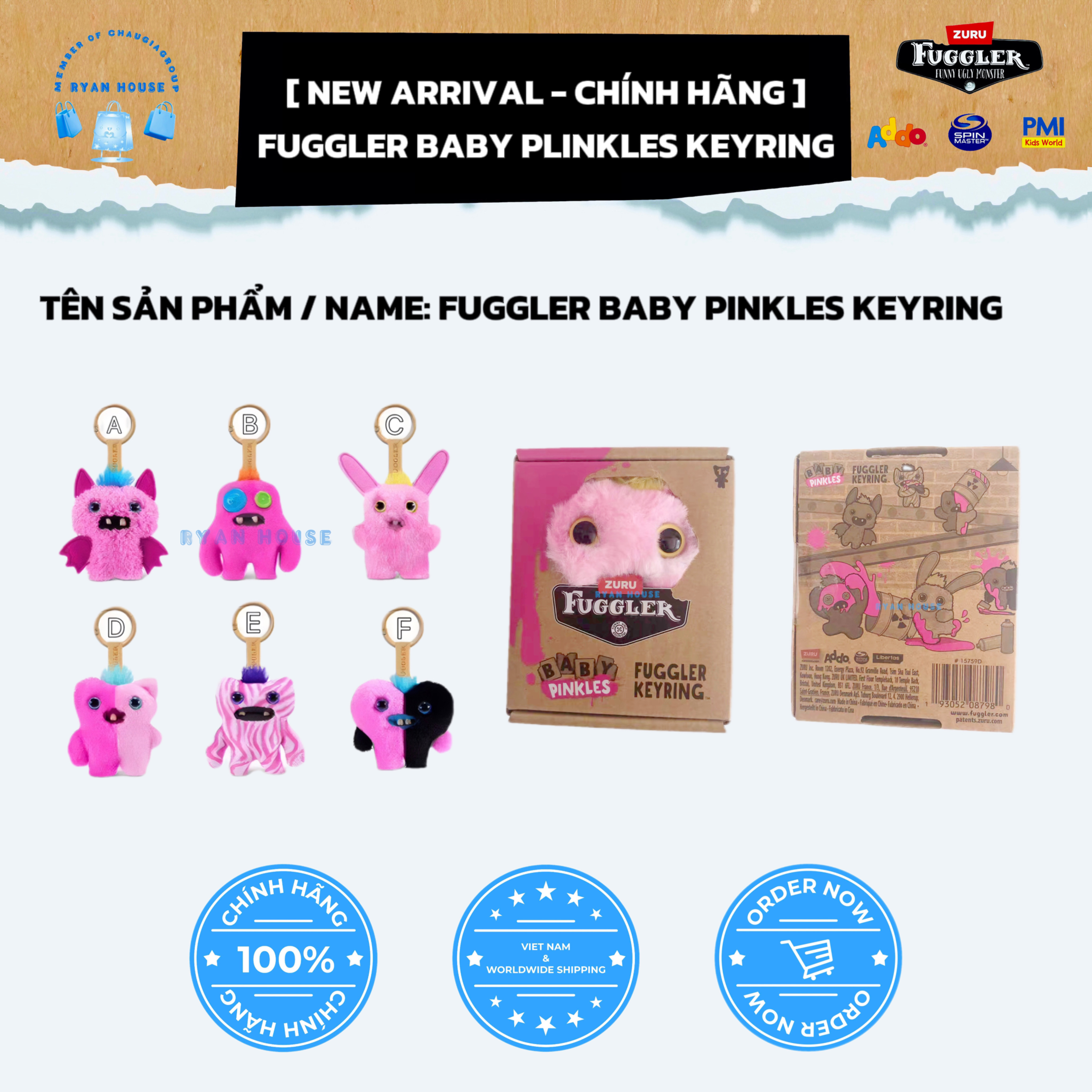 NEW ARRIVALS - FUGGLER PINKLES BABY KEYRING